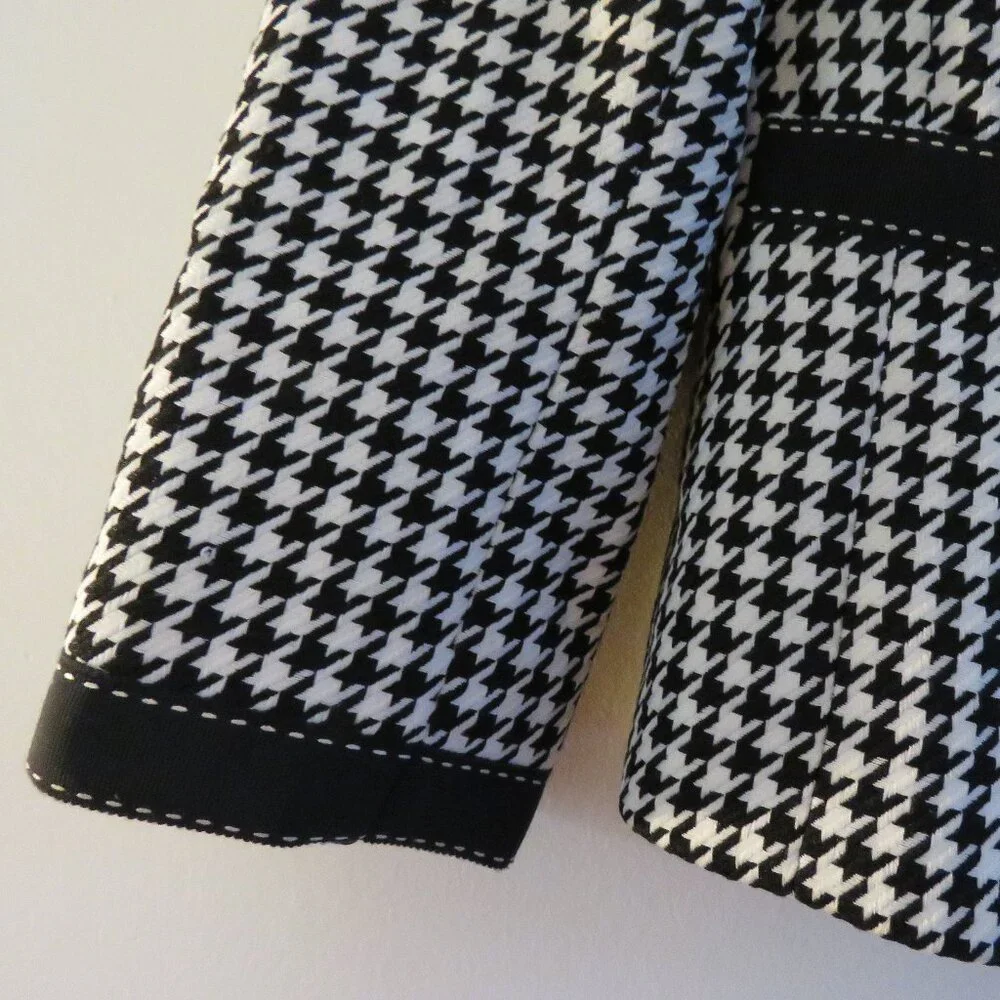 TAHARI Houndstooth Structured Blazer Academia Black White Officecore 2 Petite - Picture 6 of 14